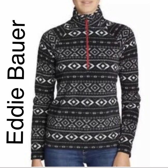 NWT Eddie Bauer Quest Fleece Jacket Black White - Picture 1 of 6